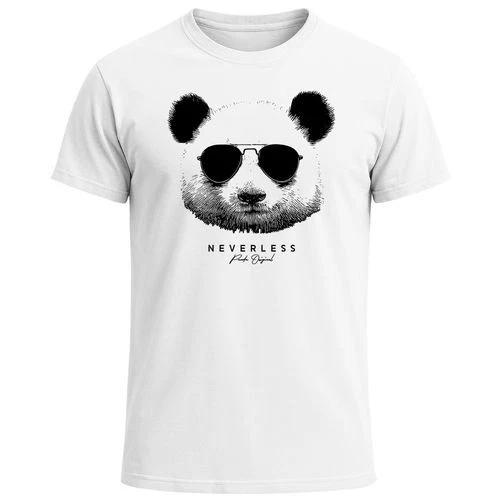Panda Mens 100% Cotton T-shirt Mens Tees Top With Sunglasses Funny Animal Print Summer Sun Fashion- S