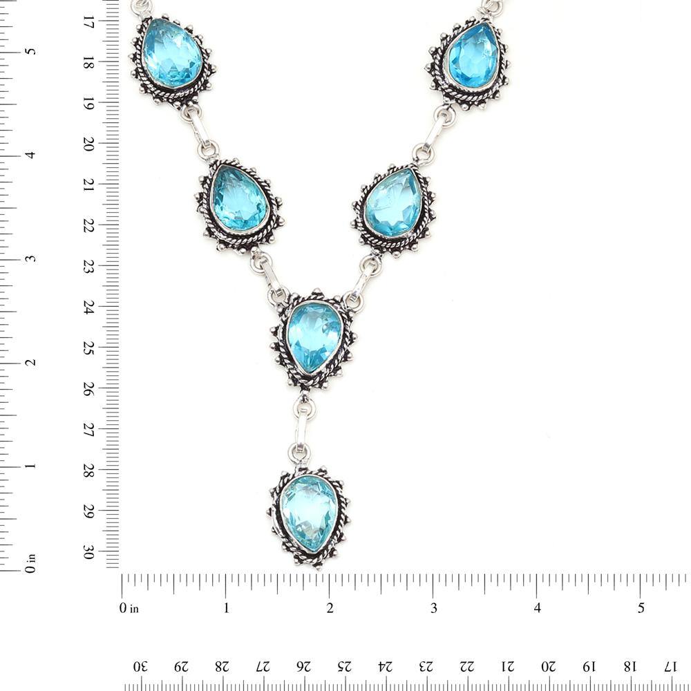 Swiss Blue Quartz Gemstone Jewelry Necklace Set 18-20''