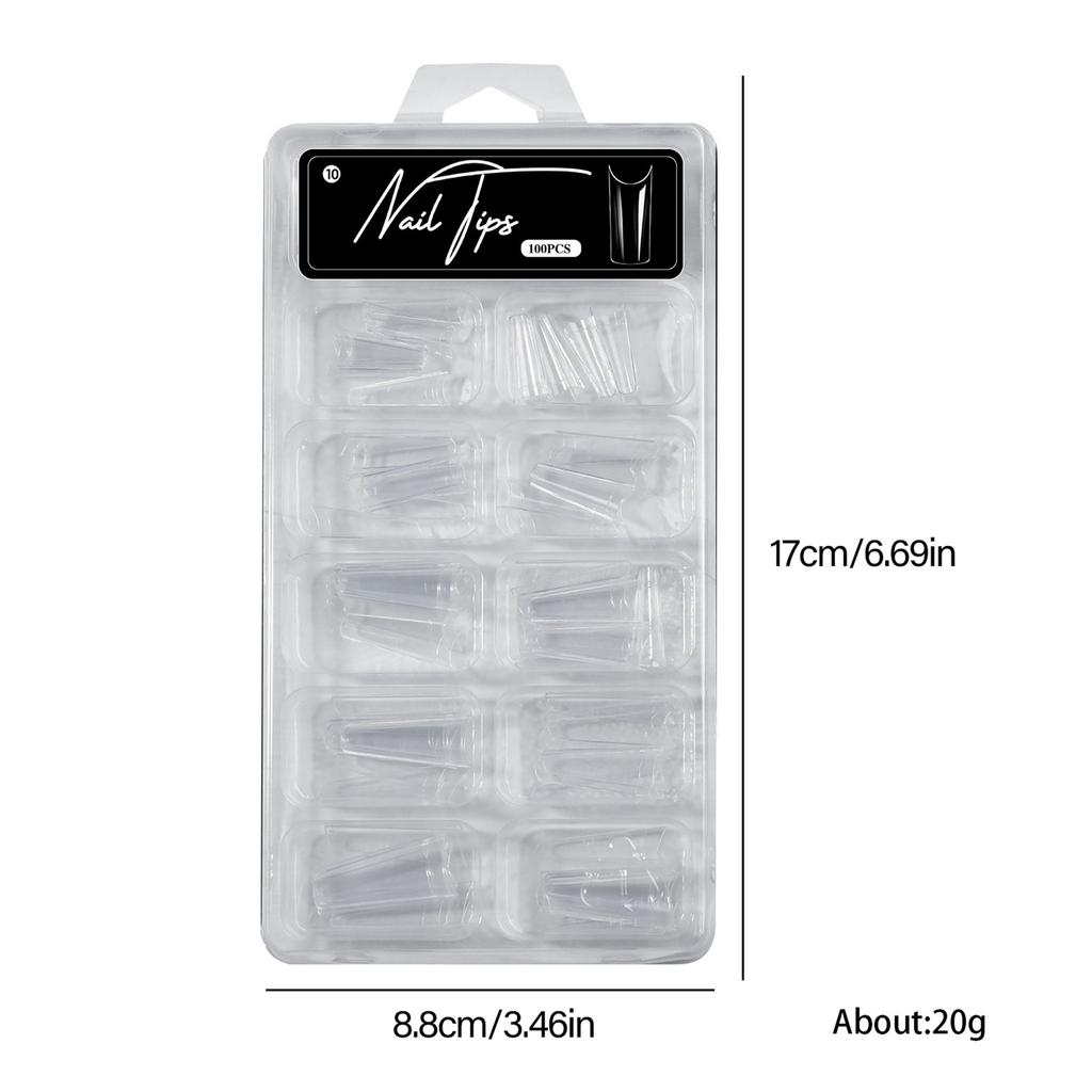 Alomd/Coffin/Square/Stiletto Fake Nail Tips Clear Acrylic False Nails 10Sizes Press On Nail for DIY Nail Extensions