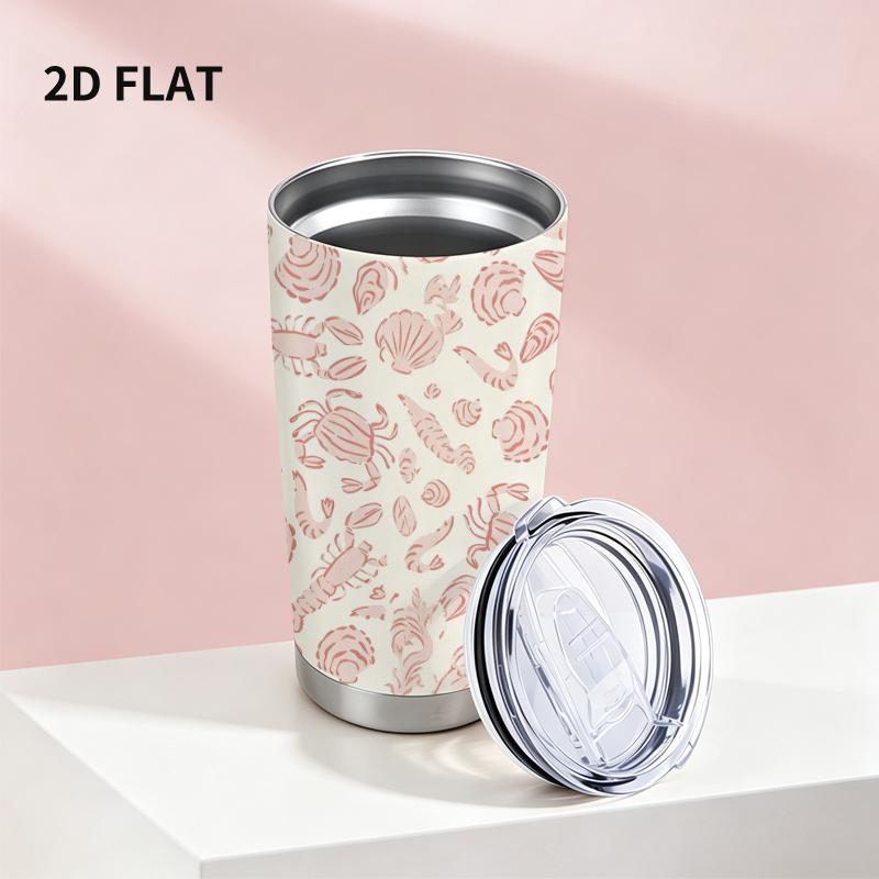 591ml Car Tumbler Seafood Shell Element Straw Cup 20oz tumbler insulated travel cup straight tumbler tumbler with lid