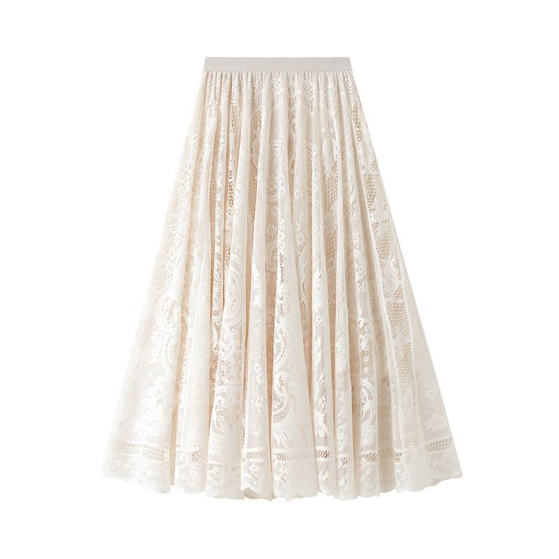 Water Soluble Lace Skirt For Women With Elastic Waist For Autumn Winter Fashion