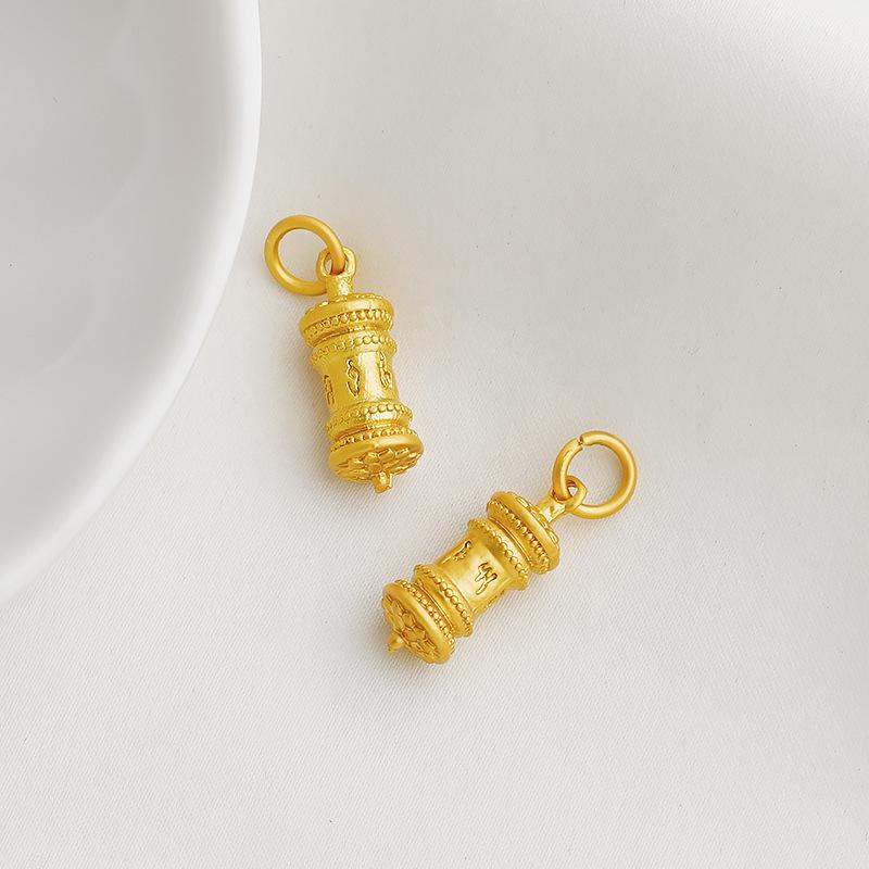 Gold-Plated Six-Character Mantra Vajra Pendant Necklace DIY Jewelry Accessory