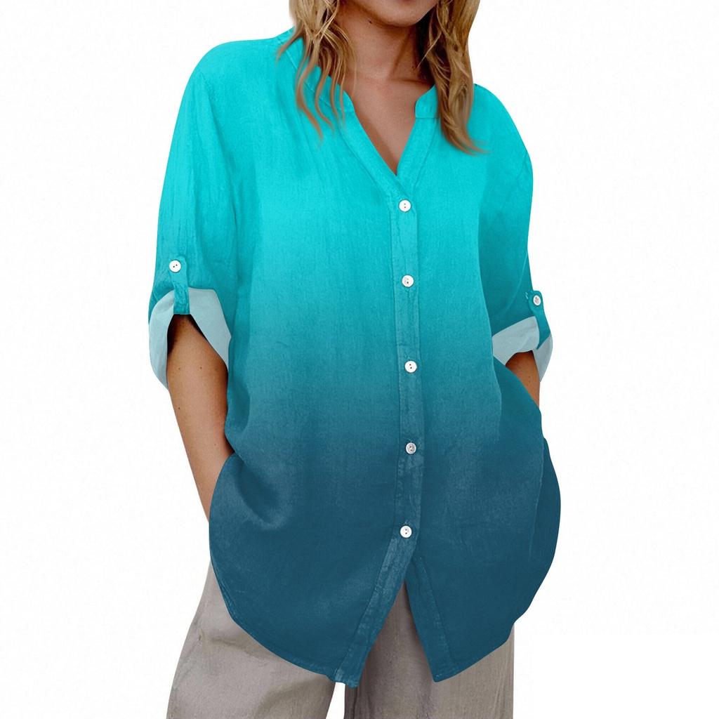Women's V-neck 3/4 Sleeve Printed Cardigan