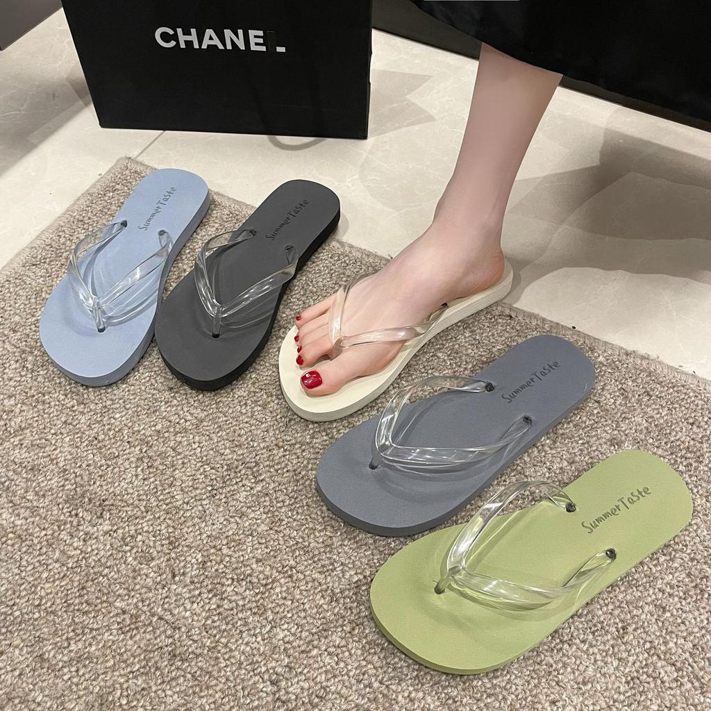 Simple flip-flops women's new summer pinch feet outside wear non-slip flat bottom beach cool slippers tide