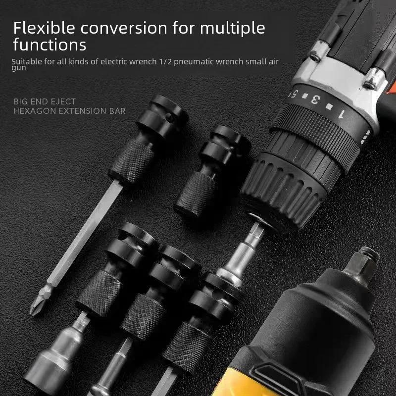 Electric Wrench Adapter 1/2 Socket Octagonal To Driver Bit Electric Drill Specialized Retractable Spring Conversion Head Tool