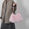 Yogodlns Women's Autumn and Winter Handbag Imitation Fur Fashion Hundred with Plush Bag Solid Color Large Capacity Zipper Shoulder Bag