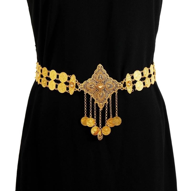 Blingbling Waist Belt Stylish Carved Floral Waist Chain Belt Elaborate Chain Belly Chain for Wedding Waist Chain