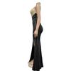 European and American Fashion Women's Sleeveless Rhinestone Round Neck Long Dress