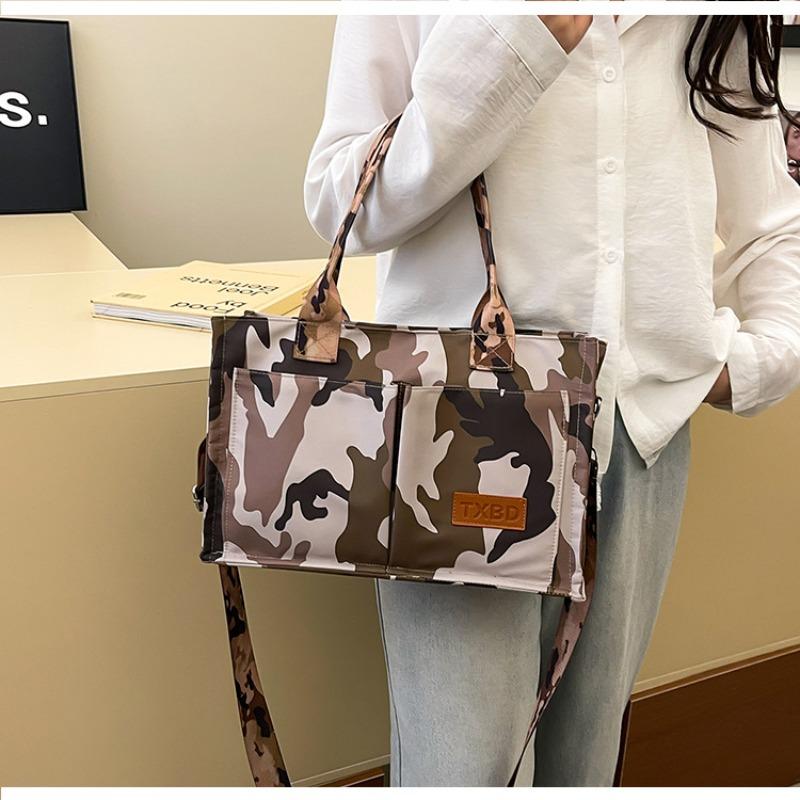 Fashion new single shoulder lightweight large-capacity tote bag women's literary style multi-pocket single shoulder oblique span bag