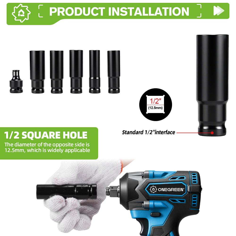 ONEGREEN Brushless 1000N.M Electric Impact Wrench 1/2" Cordless Drill Screwdriver Car Repair Power Tool For Makita Battery Pin