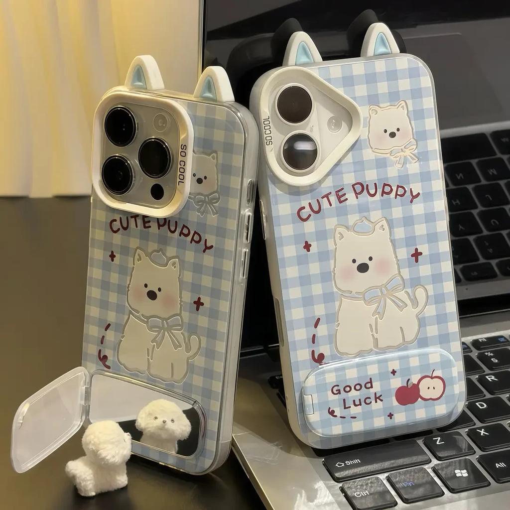 The Cute West Highland Stand Is Suitable for Iphone16pro Cases Apple 15promax Phone Cases  and 14 Mirror Surfaces