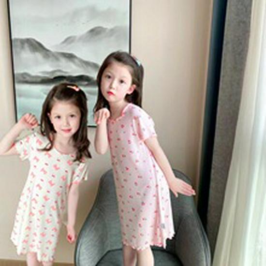 Y Korean Style Girls' Modal Nightgown: Summer Airy Boneless Sleepwear for Children
