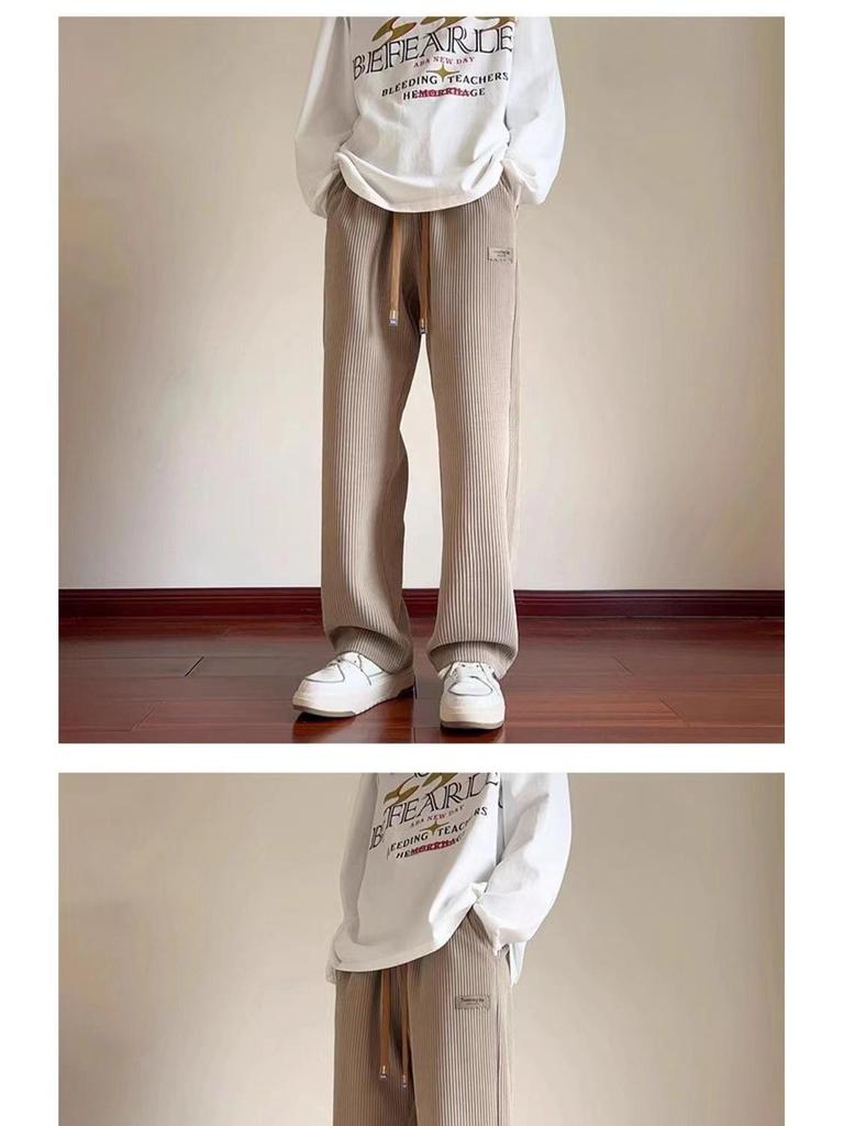 Men's Maelard Fleece-Lined Corduroy Pants - Autumn/Winter Warmth, Loose Straight Wide Leg, Casual Long Fit