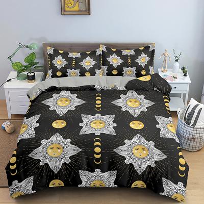 Set Copripiumino Bohemien Tema Universo Sole e Luna Poliestere Copri Piumone Matrimoniale Queen Full Size Per Bambini Ragazzi Set Biancheria da Letto