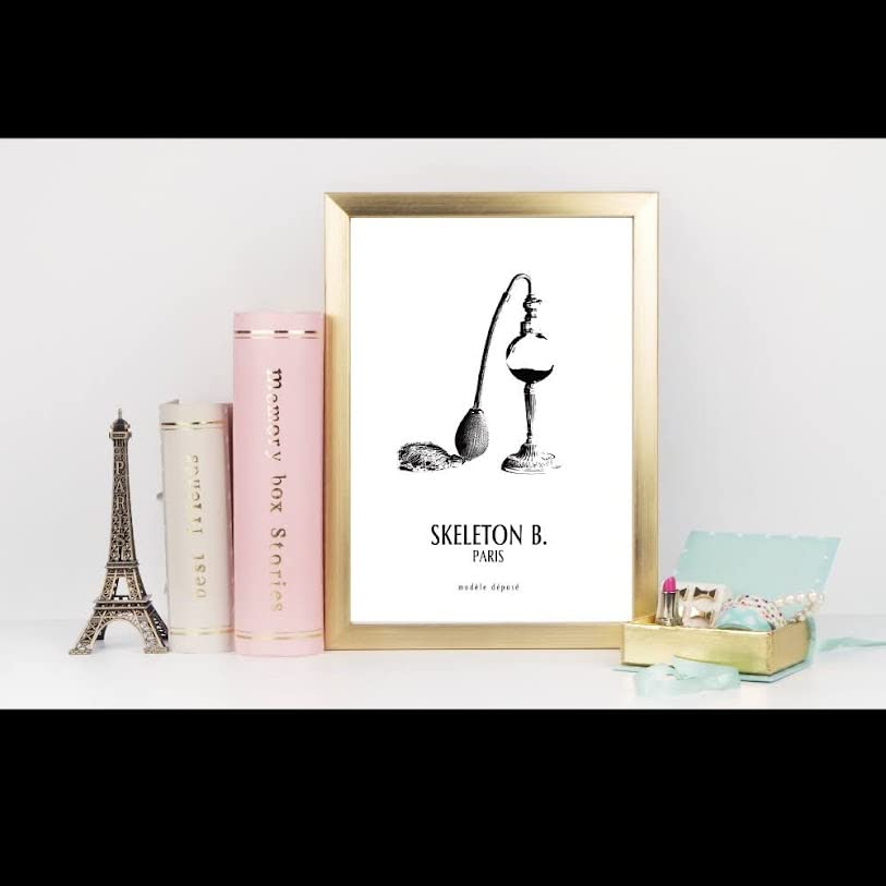 A3 Framed Art Stylish French Black and A3 Poster x Framed Poster, Perfume, Monochrome, Interior, Perfume, Antique, White, (420 297mm),