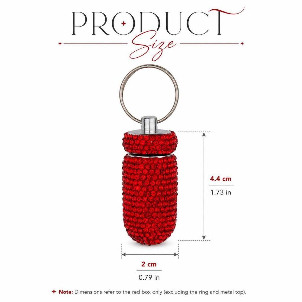 Aluminum Alloy Rhinestone Pill Holder Sparkly Waterproof Keychain Pill Container Durable Sealed Portable Pill Case