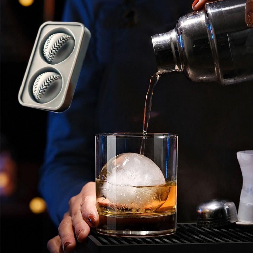 Creativity Baseball Shaped Ice Cube Mold Double Ball Easy Release Ice Cube Maker Silicone Ice Ball Tray for Home Bar Kitchen