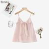 Women Bows V-Neck Casual Sleeveless Straps Camisoles Tank Tops