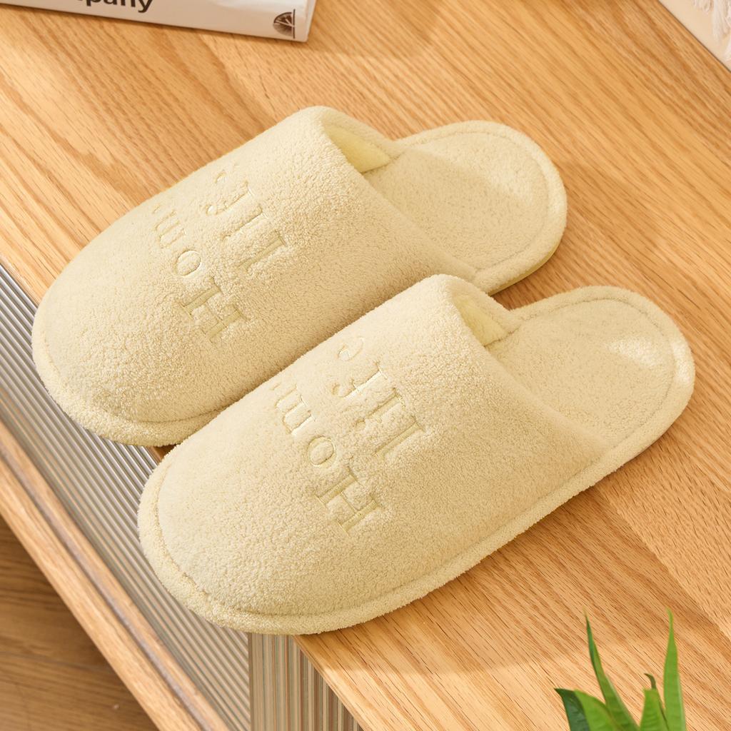 Non-slip Silent Cotton Slippers Autumn and Winter Indoor Home Couple Soft Bottom Comfortable Velvet Warm Four-season Cotton Mop