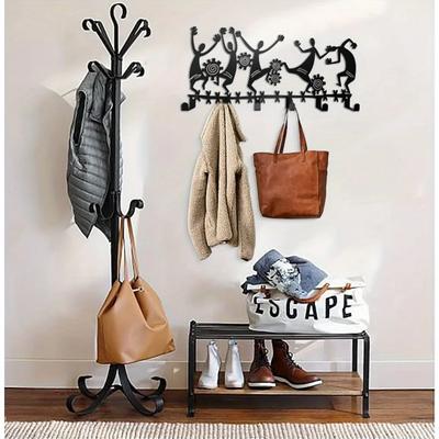 1pc Black Wall-Mounted Key Holder 6 Hooks for Entryway and Living Room, Stylish and Functional Key Organizer, Perfect Home Decor