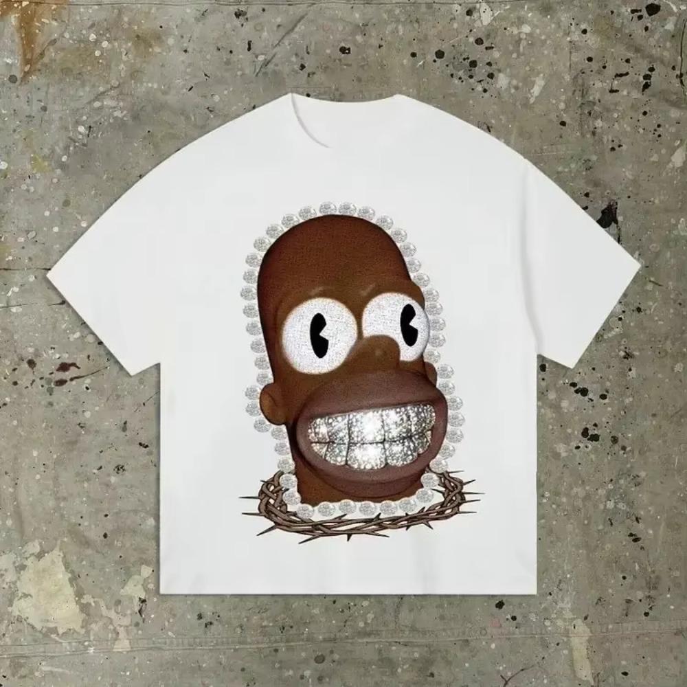 Street Wear Y2K Clothing T-shirt Men's Printed Hip Hop Cartoon Print T-shirt Gothic 100% Cotton Breathable Short Sleeve