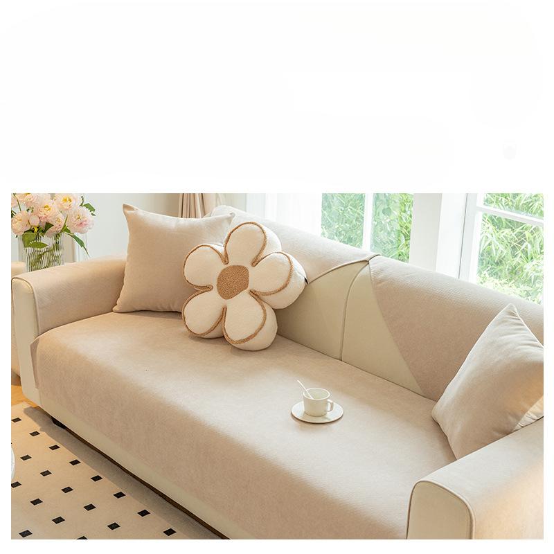 Sofakissen Cremefarben Vier Jahreszeiten Universeller Einfacher Rutschfester Sofabezug Chenille High-End-Kissen Rückenlehne Handtuchbezug Stoff