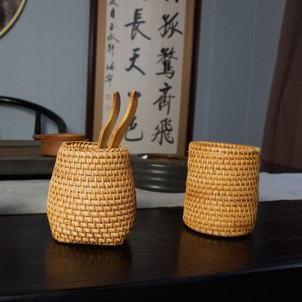 Cosmetic Holder Hand Woven Pen Holder Stationery Storage Desktop Organizer Home Office