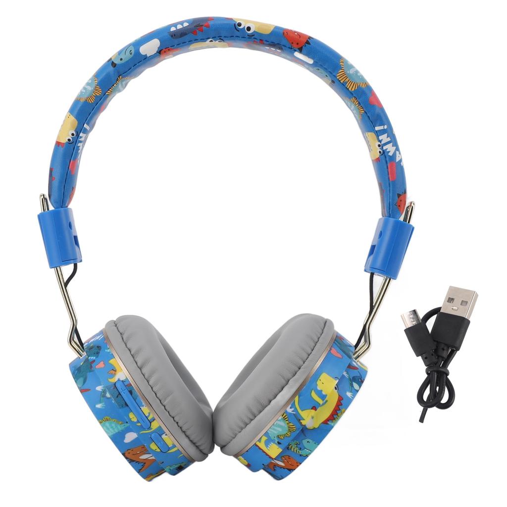 Cute Blue Dinosaur Headphones Wireless Bluetooth Headphones Foldable Portable Headsets for Music