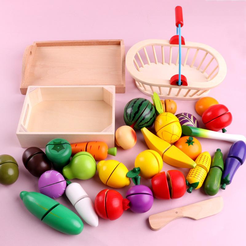 Wooden Children'S Early Education Simulation Playing House Fruits And Vegetables Velcro Cheche Le Creative Kitchen Toys