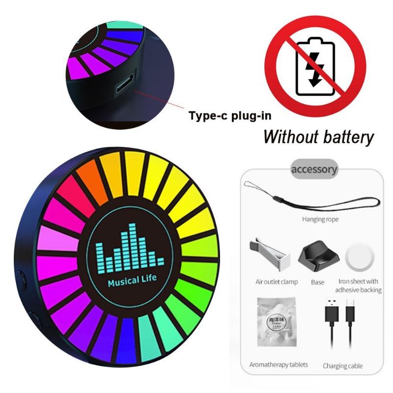 1PC Smart RGB Pickup Lights LED 3D Ambient Lamp Sound Control Music Rhythm Lights Air Freshener for Car Gaming TV Creative Decora