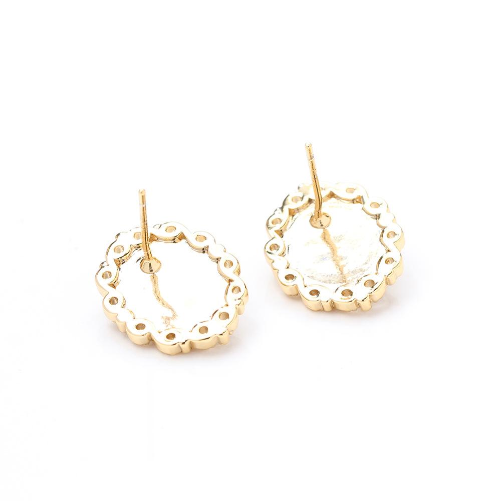 French oil painting style girl pearl earrings niche light luxury high-end stud earrings hollow zircon enamel earrings