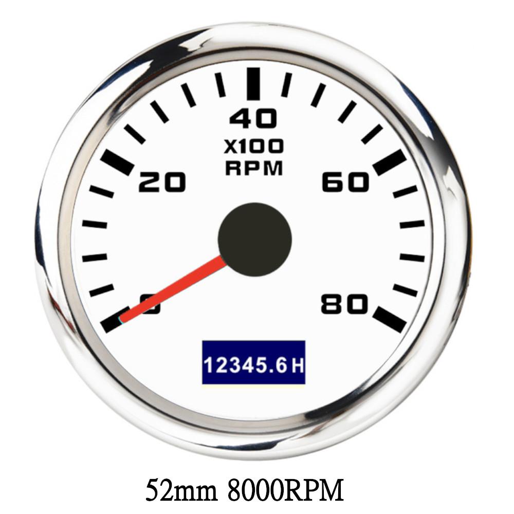 3000/4000/6000/7000/8000 RPM 52mm Boat Tachometer Hourmeter Gauge outboard rpm meter With Red Backlight boat accessories marine