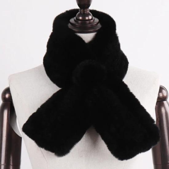 Winter Women Real Rex Rabbit Fur Scarf Natural Warm Soft Rex Rabbit Fur Muffler Lady Genuine Rex Rabbit Fur Scarves