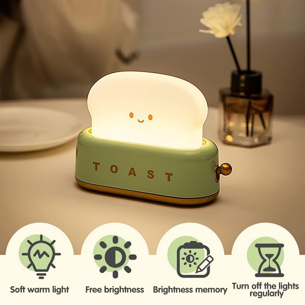 1PC Creative Toast Bread Machine Night Light Girl Gift Holiday Atmosphere Light Bedroom Bedside Companion, Sleeping Night Light