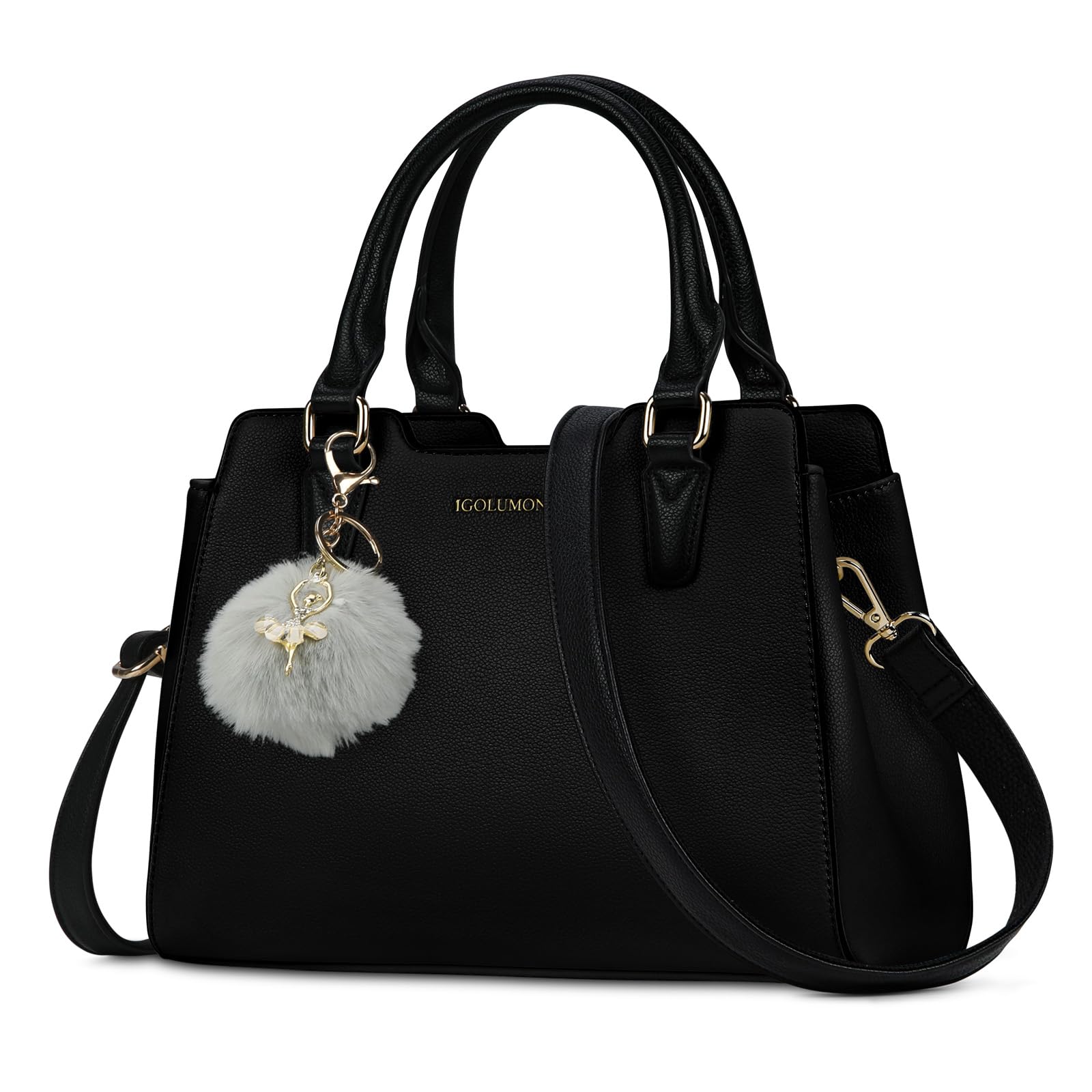 

Сумка через плечо для большой 3 плечевой воды с дном для поездок на работу черная [IGOLUMON] женская, кроссбоди, сумка, вместимость, цвета, сумка, водоотталкивающая, заклепки, чёрный