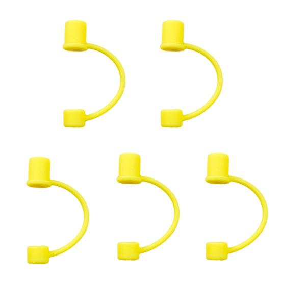 5Pcs Silicone Straw Cover for 8mm Large Diameter Straws Toppers U-Shaped Lanyard Straw Lid Dust-Proof Reusable Straw Protector for Glass Stainless