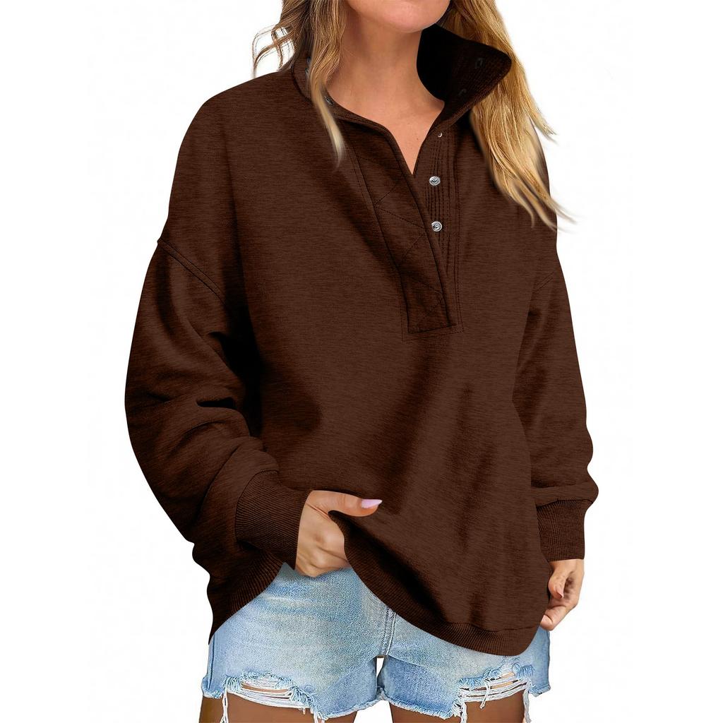 Women's Fashionable Long-sleeved Pullover And Solid-color Sweatshirt