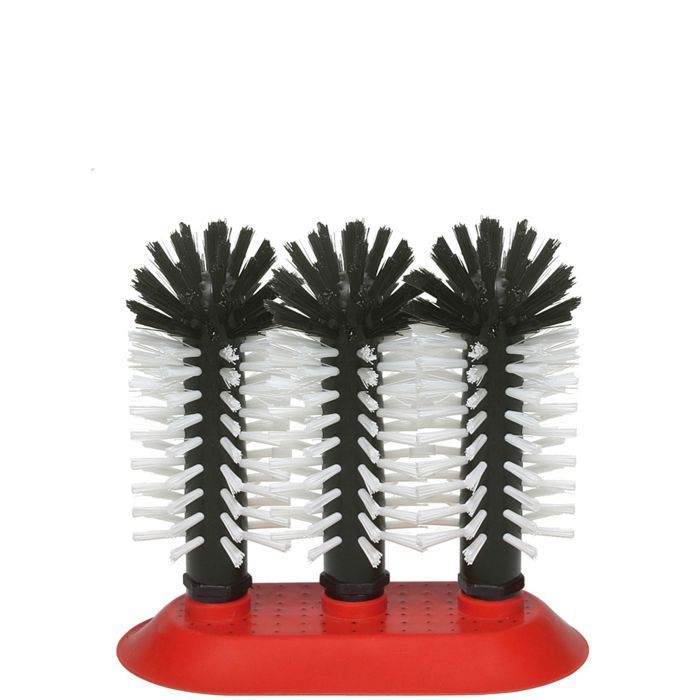 Lave-verre brosse - Brosses de nettoyage - 3 x 18 cm - Plaque à ventouses - Poils de haute qualité