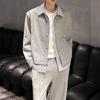 Stylish Fake Two Pieces Striped Sweatshirts Autumn Korean Spliced Men's Clothing Single-breasted Casual Turn-down Collar Hoodies