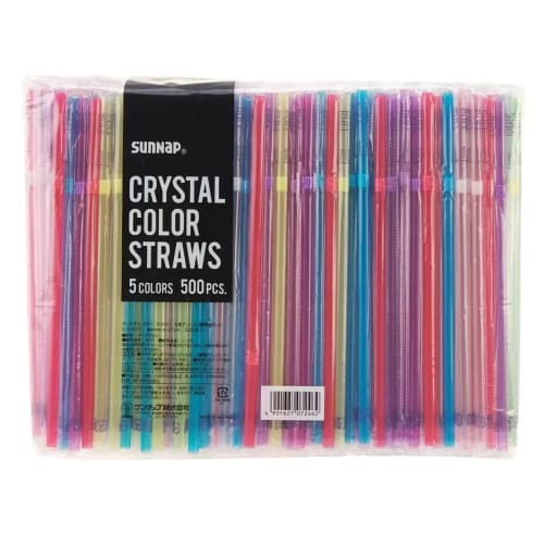 Sunnap Flexible Colored Straws, Individually Wrapped, 500 Straws, 6 x 210mm [Value Pack, Commercial Use, Bendable Straws, Colorful Straws, Safe Quali