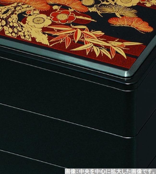 Recreation Bento Box Made in Japan 3 Tiers Dimensions Deep Black x x J-kitchens (Bento Box) 6.5 Pine, Chikubai, 19.7cm 19.7cm 19.3cm