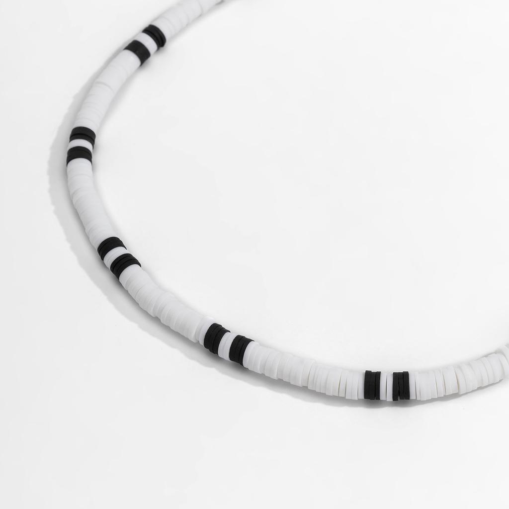 Bohemian Style Versatile Black and White Patchwork Soft Clay Necklace Simple Geometric Men's Necklace