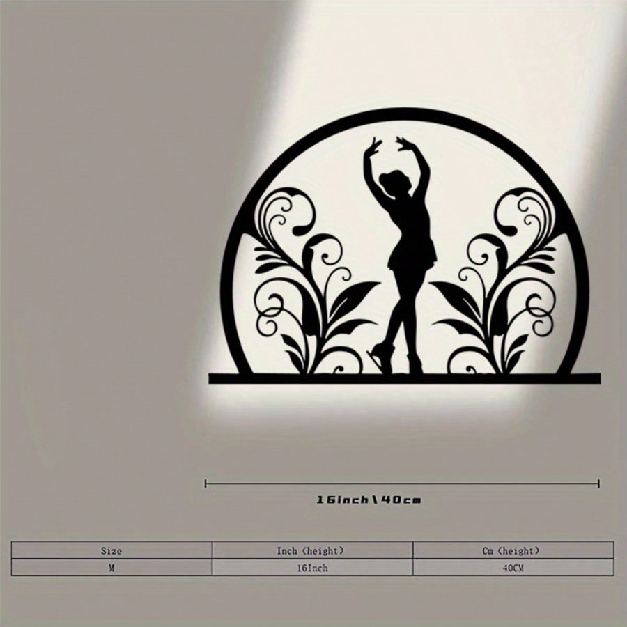 

Iron Skating Girl Wall Art Vintage Flower Texture Statue Powder Coated Metal Decor for Living Room Bedroom Gift