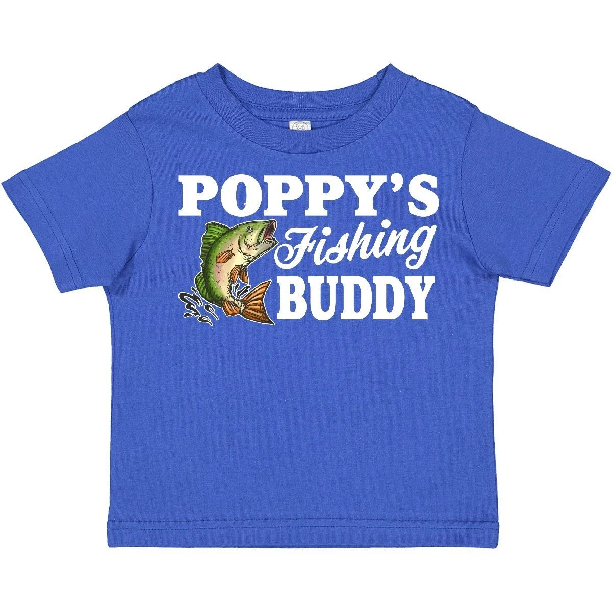 Inktastic Poppy s Fishing Buddy With White Text Toddler T-Shirt Kids Little Fish 120