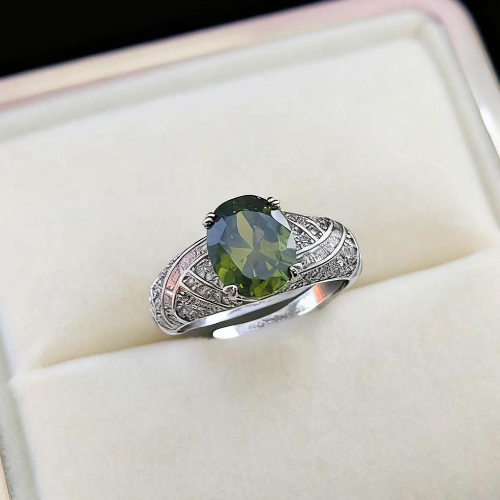 Full Diamond Flash Jewelry Simulation Pink Zircon Ring Women'S Light Luxury High-End Pigeon Egg Zircon Ring