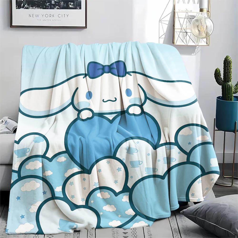 1PC Cinnamoroll Print Flannel Blanket, High Quality All Seasons, Home Decor, Warmth and Comfort, Perfect for Christmas Gifts