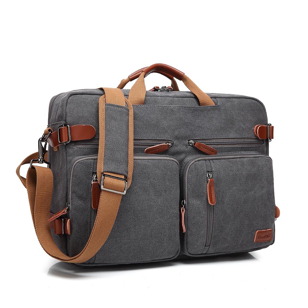 Herren-Rucksack Cool Bell Multifunktionaler Canvas-Rucksack & Umhängetasche & Umhängetasche & Handtasche für 15,6/17,3-Zoll-Laptop Schwarz/Grau CB5005