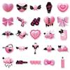 50pc/set Creative Deisgn Scrapbook Sticker Black Pink Color Hear Key Demon Journal Sticker DIY Decor Luggage Stationery Sticker