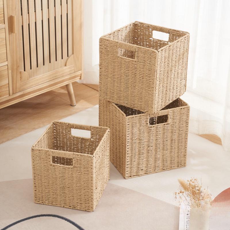 Faltbarer Aufbewahrungskorb im Rattan-Stil: Vielseitiger Wäsche-, Spielzeug- und Snack-Organizer