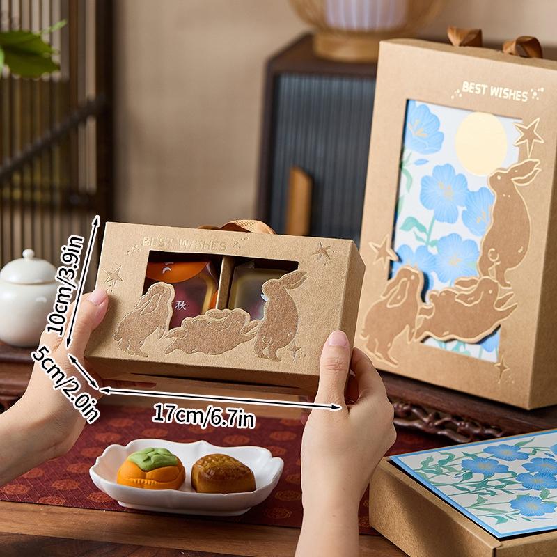 5pcs Mooncake Packaging Box Mid-Autumn Festival Mooncake Packing Material Square Moon Cake Tray Moon Festival Gift Container Box